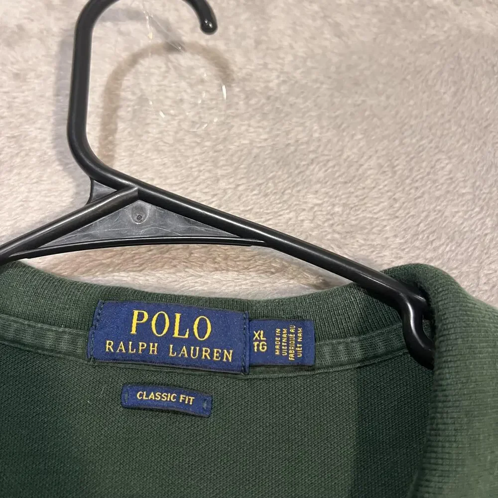 Polo Ralph Lauren Polo Shirt Mens XL Green Big Pony Classic Fit 3 Logo